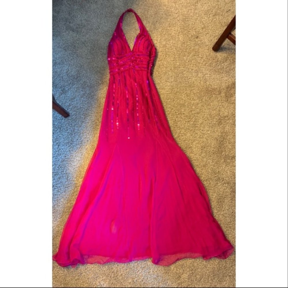 Sean Collection Fuschia Sequin A-Line Prom Dress - image 2